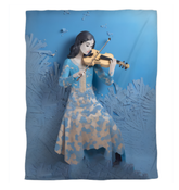 Ocean-inspired paper cut design on bedroom duvet cover.